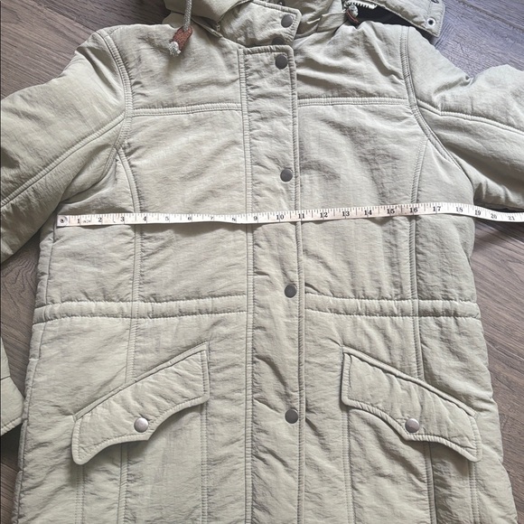 Levi’s | Light Green Long Puffer Hooded Jacket Size Small - Picture 7 of 15